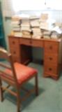 Books, books, and more books. Hard and soft covers
Neat Vintage Maple Desk