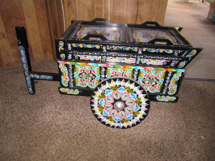 hand painted beverage cart