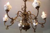 Brass & Porcelain Chandelier