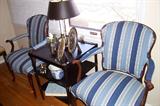 Pair Upholstered Striped Chairs
See Matching Wingback Chair in previous picture