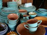 Blue dinner service