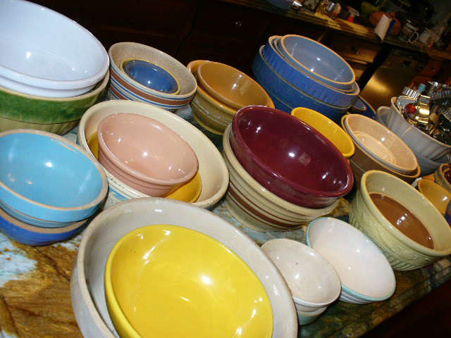Vintage Kitchenware, stoneware crockery bowls