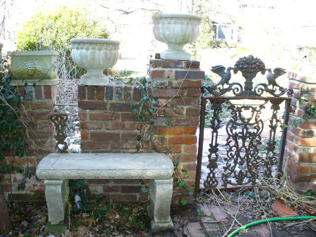 Cement garden  bench & pots