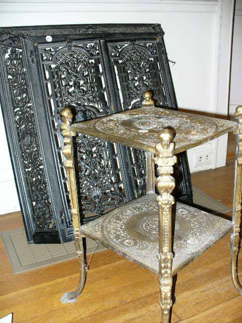 Brass two-tier plant stand - Iron Fireplace Screen