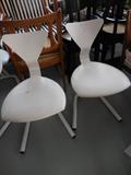 Unmarked Metal Mid Century (4) White Abstract Side Chairs