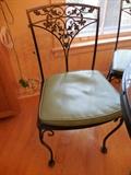 1940's Woodard Acorn Design Side Chairs (4) with Turquoise Vinly Cushions 