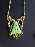 Beautiful Vintage Jade filagree necklace