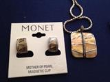 Money Mother of Pearl Necklace and Earring Set