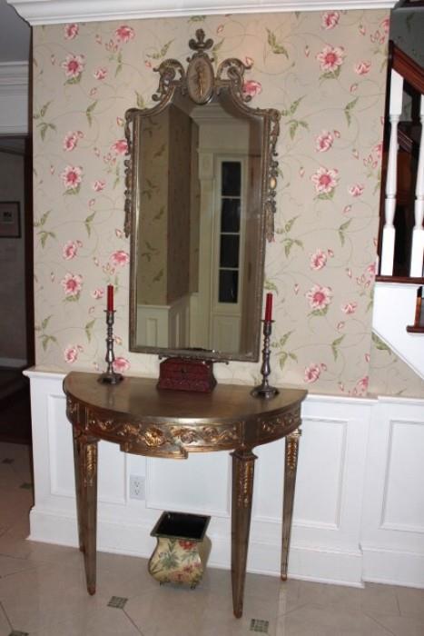 Demilune Table and Mirror