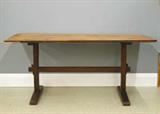 Pine trestle table in Red paint