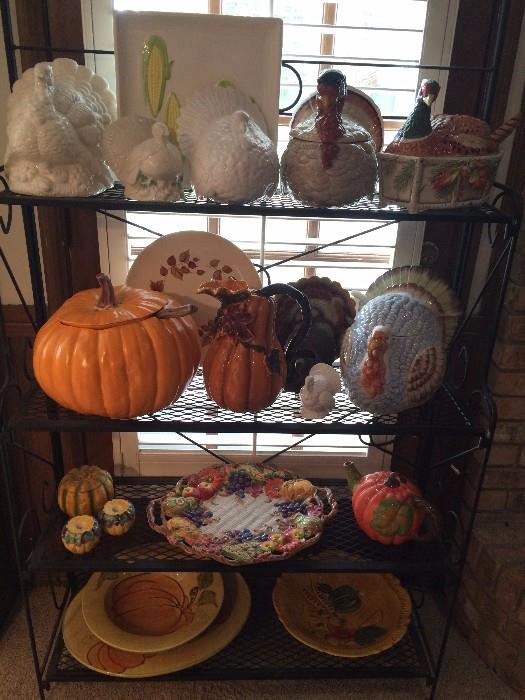 Very Large collection of Thanksgiving serving & display items.  Fitz& Floyd, Beleek, Lennox ...