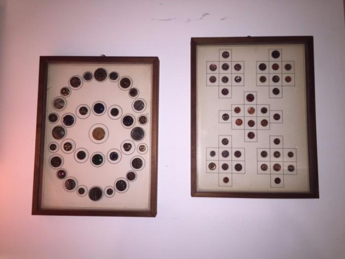 Antique button collection, some are framed and we also have loose buttons