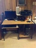 Computer Table, Chair, Computer, Printer