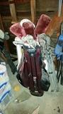 A set of golf clubs with bag.  Fore!