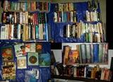 A small showing of the books that are available at this sale.  Science fiction, romance, black/ethnic centric, fantasy, science, kids, books on CD, college textbooks, books on writing, and many others.