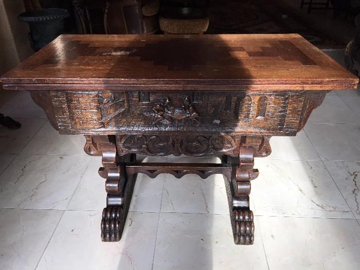 Antique Carved Folding Table 
