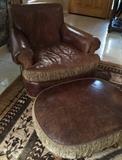 Jeff Zimmerman Collection Fabric/ Leather Chair & Ottoman (2 sets)
