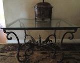 Iron Table, Copper Lions Head Lamp