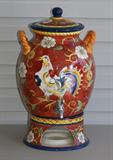 Water Dispenser Rooster Crock W/ Lid