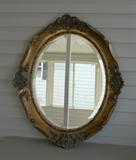 Beveled Glass Oval Wall Mirror