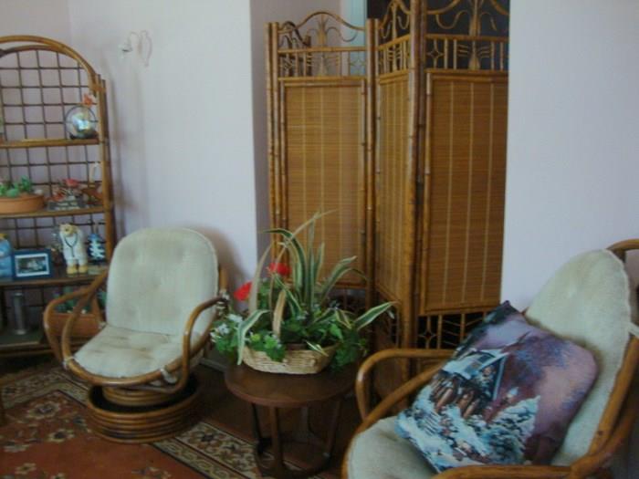 Bamboo Screen, Swivel Chairs, Shelf