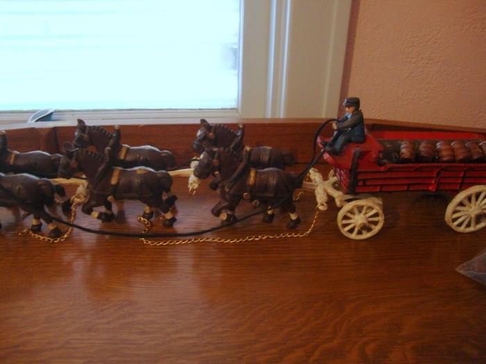 Cast Iron Budweiser Horses and wagon