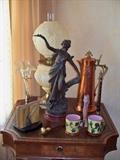 Bronze Spelter, Gone with the Wind Lamp, Majolica Mugs, Van Briggle Vase, Copper Tankard or Hot Chocolate Pot.