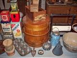 Firkin, Graniteware, Old Paper Cutter, Tins