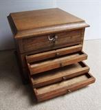 C/1900 Oak 6 drawer Watchmakers Crystal storage cabinet 