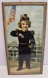 C/1890's Chromolitho of Sailor Boy-Admiral, 36x18" 