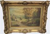 C/1900 Oil on canvas of country landscape, signed WA Carson (1867-1945), 18x12" 