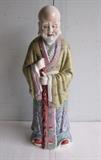 Late 19th C. Chinese lg. porcelain figure of The Star God Shou w/makers impressed mark