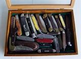 Collection of various pocket knives in case (Sells as 1 lot with case)