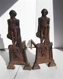C/1820 rare cast iron figural Washington andirons 
