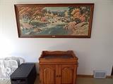 Large framed print on cardboard. Eden Pur heater
Maple dry sink w/ copper liner