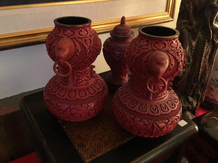 Cinnabar Vases