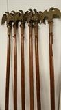 Wood flagpoles with eagles