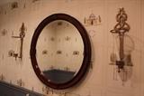 Framed, Oval Mirror & Wall Sconces