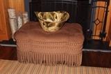 Fringed Ottoman & Large, Decorative Bowl