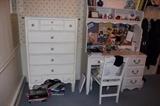 White Tall Dresser, Desk with Hutch & Desk Chair