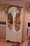 White Armoire with Oval, Mirrored Front