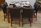 Contemporary Bar Height Dining Table w 8 Chairs