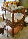 Pair of Chinese Chippendale Glass Top end tables