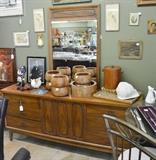 midcentury dresser w mirror, Dansk wood bowls