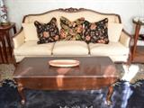 Victorian style sofa and drop leaf coffee table