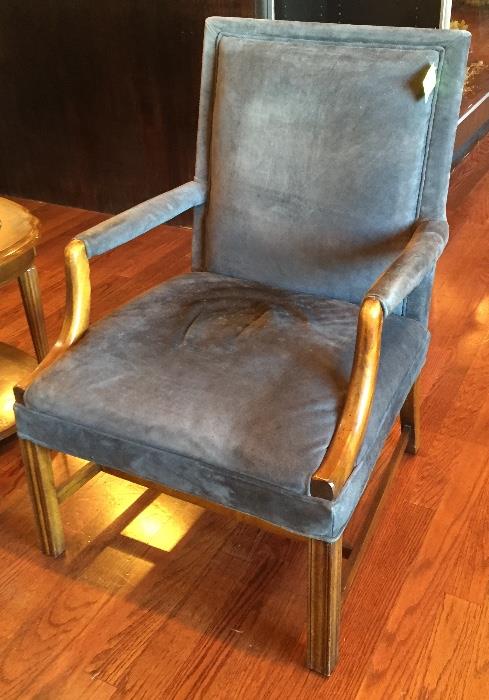 Vintage blue suede chair.