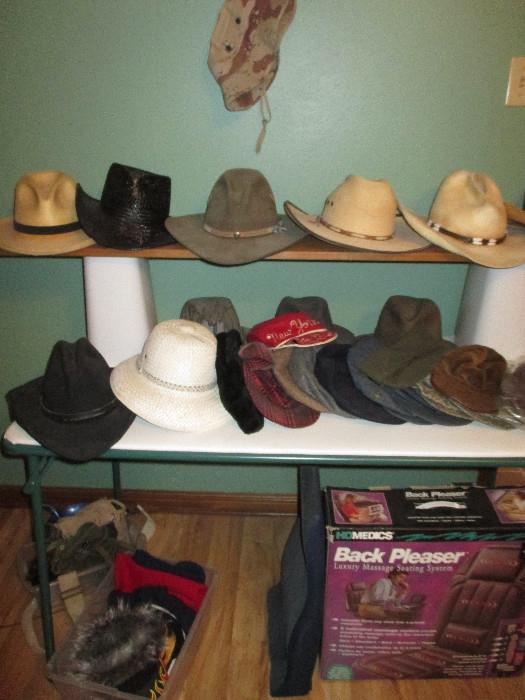 We have nice Hats, from Cowboy Hays, Military, Railroad, Straw, And Newsboy Type Hats