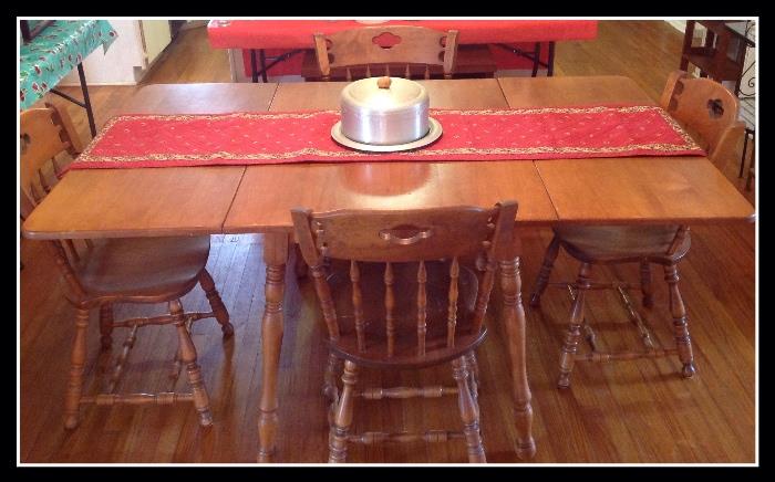 Maple drop leaf dining table and chairs 