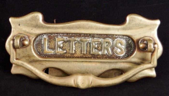 Lot 200 Vintage Brass Door Knocker & Letter Slot