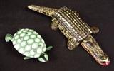 Lot 210 Vintage Tin Litho Toys - Gator & Turtle